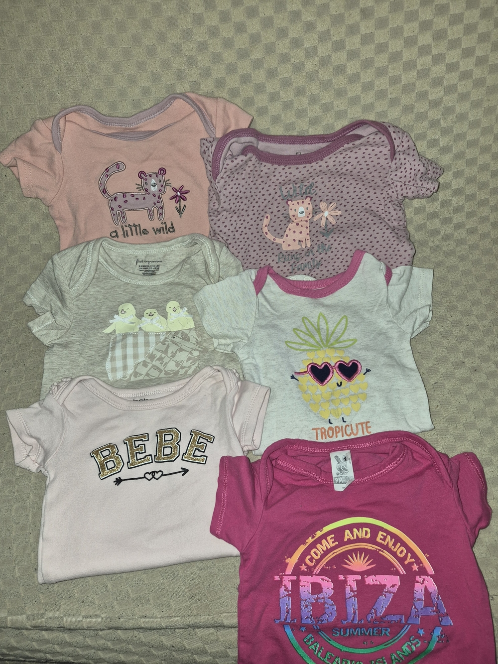 Assorted Baby Girls Onesies - Pink, Light Gray, Purple